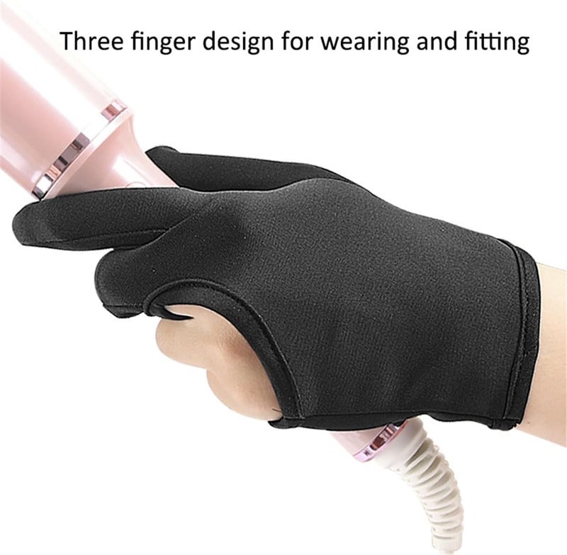 Price Xes Heat Gloves for Hair Styling, 1 Pair Curling Iron Gloves Pro 3 Finger Barber Gloves Heat Resistant Hair Tools for Perming, Hair Straightening, Curling Wand and Flat Iron - Image 2